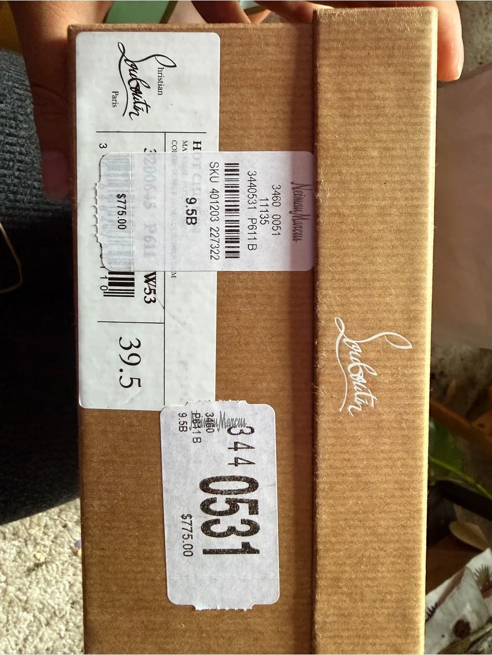 Christian Louboutin Brown Cardboard Shoe Box with White Logo